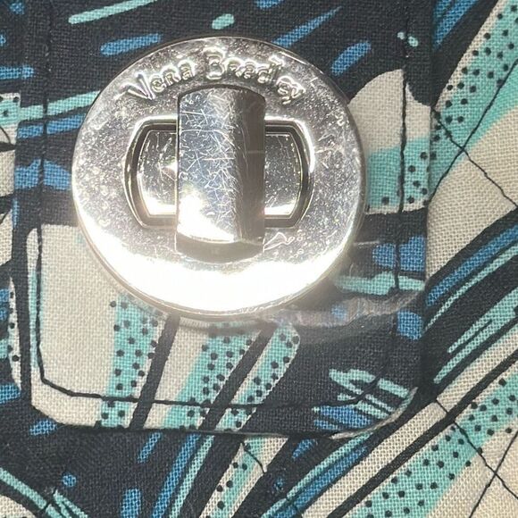 Vera Bradley Wallet Turnlock Shore Enough Print RFID Blue Turtle Sailboat - Picture 4 of 9